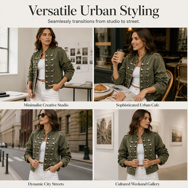 Women's Vintage Symmetrical Button Denim Jacket