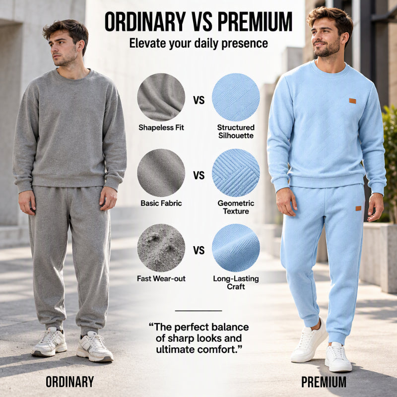 Men's Casual Textured Jacquard Sports Set