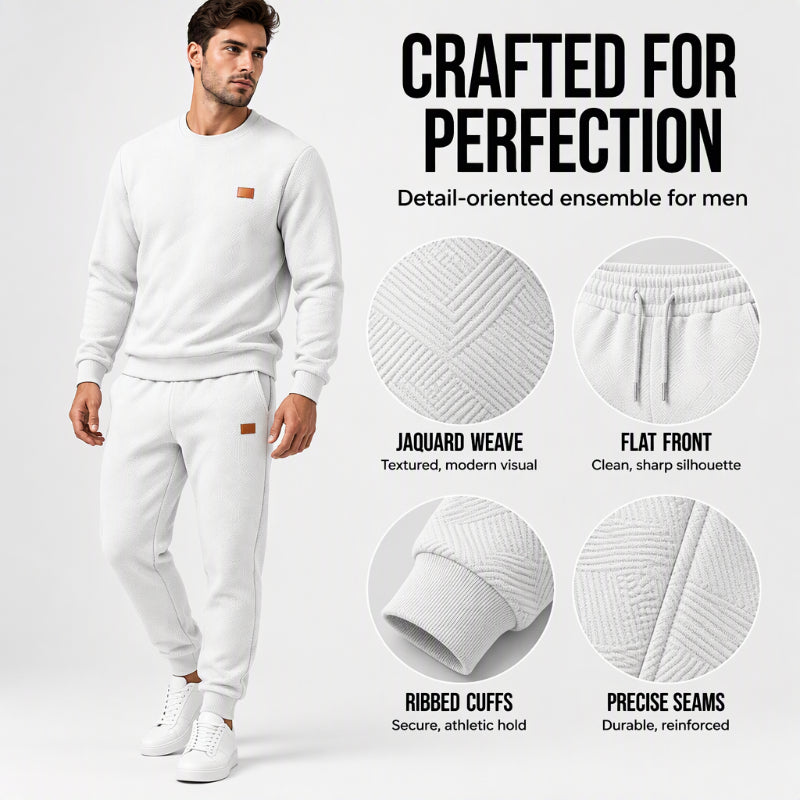 Men's Casual Textured Jacquard Sports Set