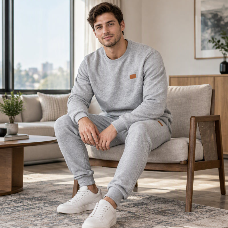 Men's Casual Textured Jacquard Sports Set