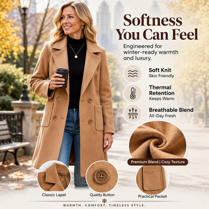 Women's Double-Breasted Woolen Coat