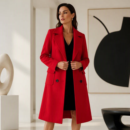 Women's Double-Breasted Woolen Coat