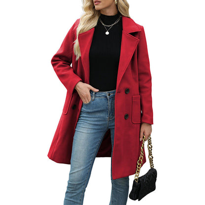 Women's Double-Breasted Woolen Coat