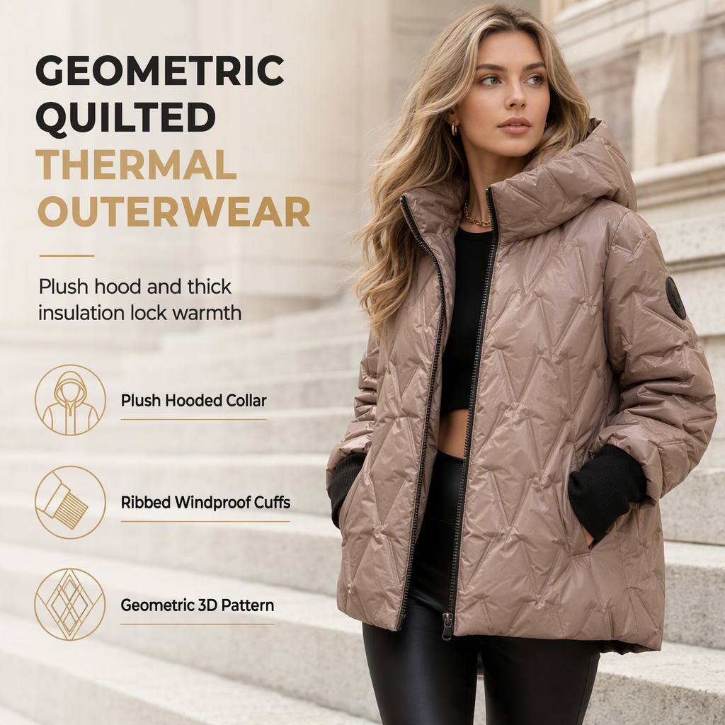 Women's Loose Fit Hooded Patchwork Cotton Long Sleeve Autumn Winter Coat