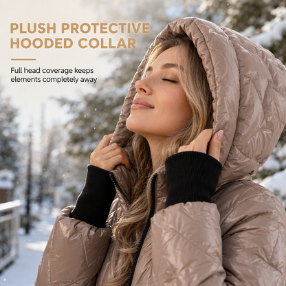 Women's Loose Fit Hooded Patchwork Cotton Long Sleeve Autumn Winter Coat