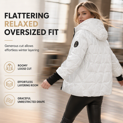 Women's Loose Fit Hooded Patchwork Cotton Long Sleeve Autumn Winter Coat