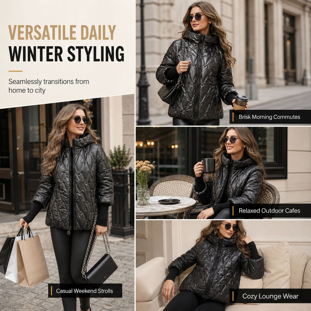 Women's Loose Fit Hooded Patchwork Cotton Long Sleeve Autumn Winter Coat