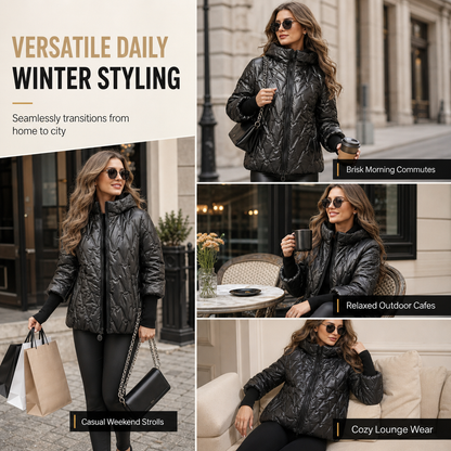 Women's Loose Fit Hooded Patchwork Cotton Long Sleeve Autumn Winter Coat