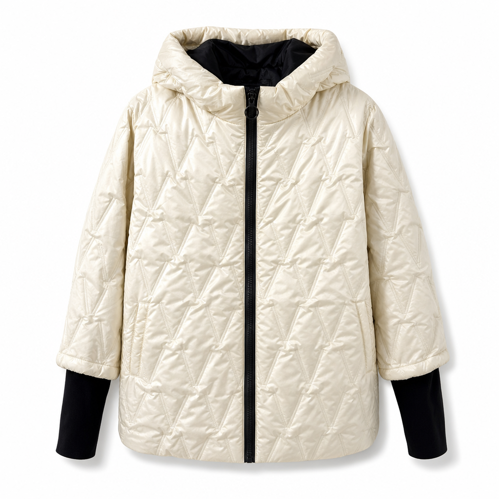 Women's Loose Fit Hooded Patchwork Cotton Long Sleeve Autumn Winter Coat