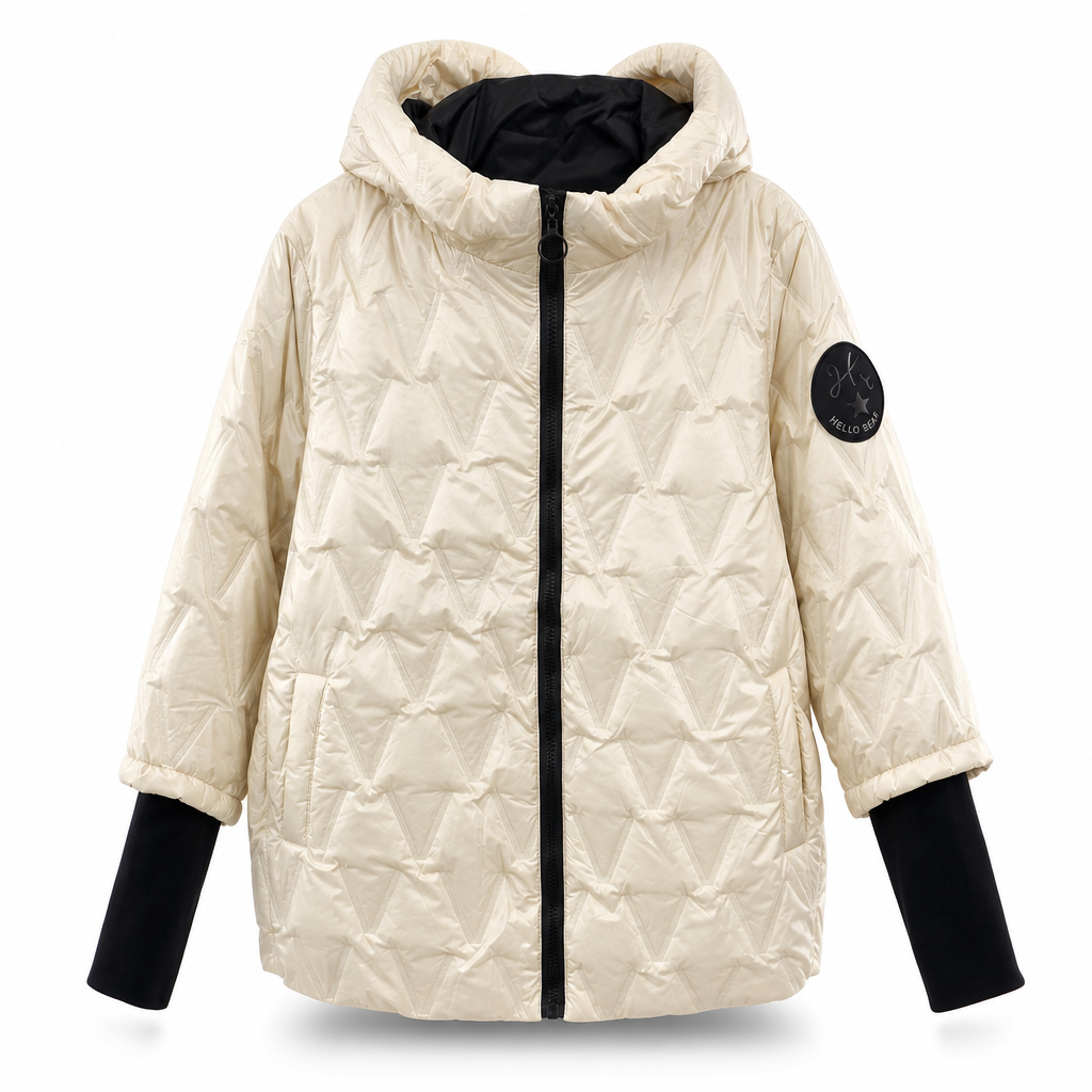 Women's Loose Fit Hooded Patchwork Cotton Long Sleeve Autumn Winter Coat