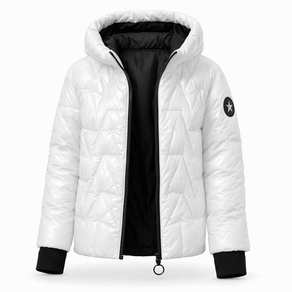 Women's Loose Fit Hooded Patchwork Cotton Long Sleeve Autumn Winter Coat