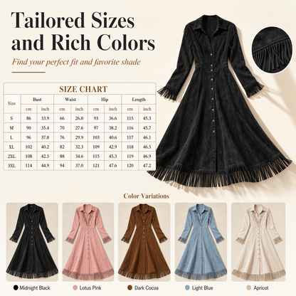 Women's Vintage Long Sleeve Fringe Dress