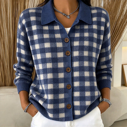 Women's Plaid Button-Down Knit Sweater