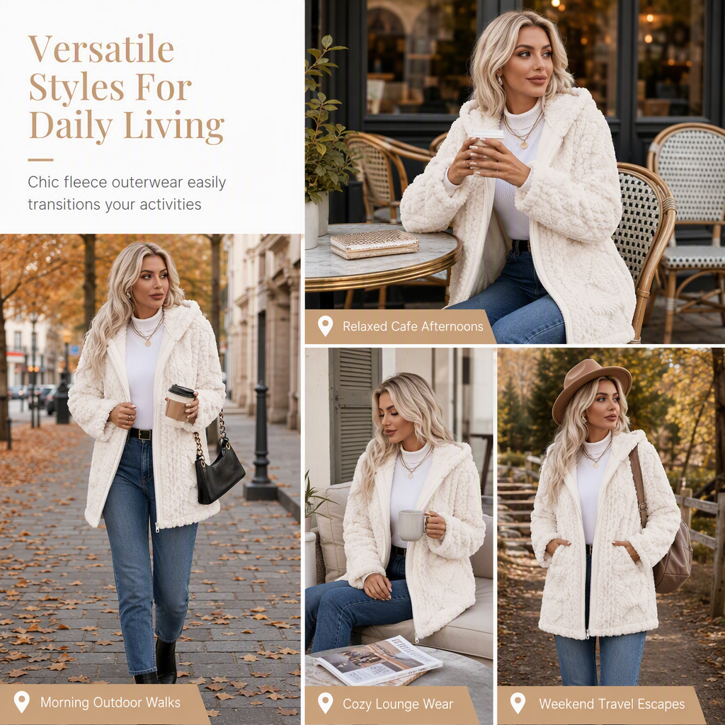 Women's Casual Plush Solid Color Cardigan