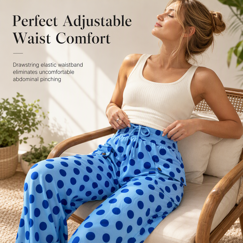 Women's Casual Polka Dot Print Wide Leg Pants