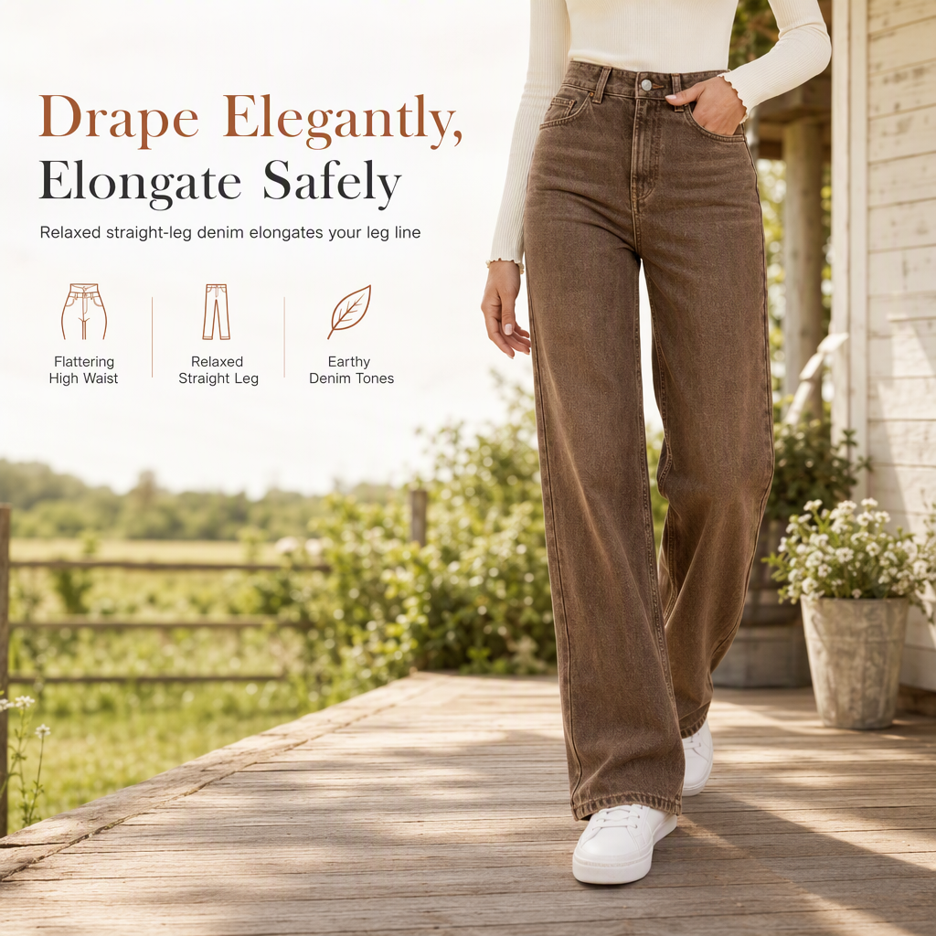 Women's Loose Fit Straight Leg Denim Jeans