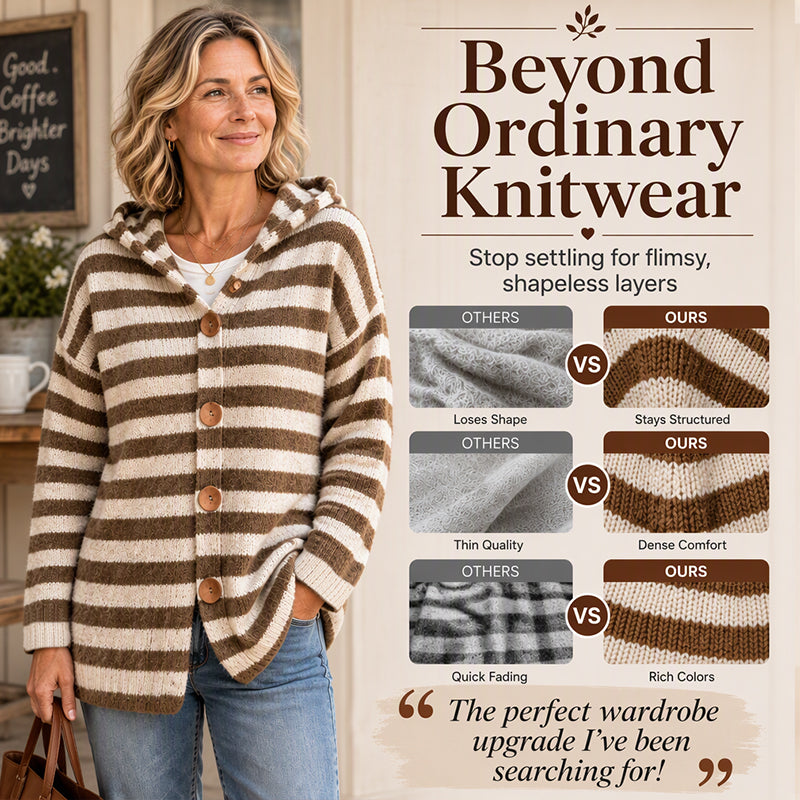 ⏰ Seasonal changeover sale: 50% off – quality at half the price! ✨Women's Striped Hooded Knit Cardigan