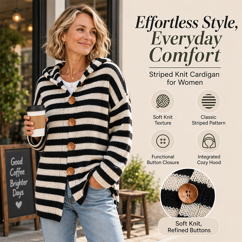 ⏰ Seasonal changeover sale: 50% off – quality at half the price! ✨Women's Striped Hooded Knit Cardigan