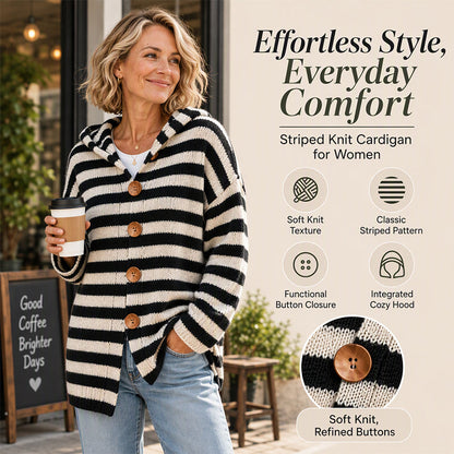 ⏰ Seasonal changeover sale: 50% off – quality at half the price! ✨Women's Striped Hooded Knit Cardigan