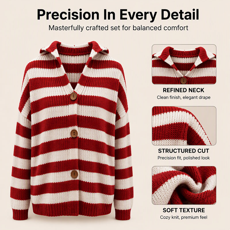 ⏰ Seasonal changeover sale: 50% off – quality at half the price! ✨Women's Striped Hooded Knit Cardigan