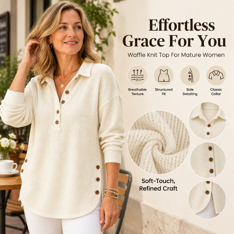 ⏰ Seasonal changeover sale: 50% off – quality at half the price! ✨Women's Waffle Knit Long Sleeve Top