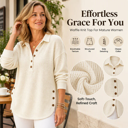 ⏰ Seasonal changeover sale: 50% off – quality at half the price! ✨Women's Waffle Knit Long Sleeve Top