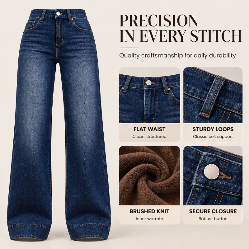 ⏰ Seasonal changeover sale: 50% off – quality at half the price! ✨Women's High Waist Thermal Wide-Leg Jeans
