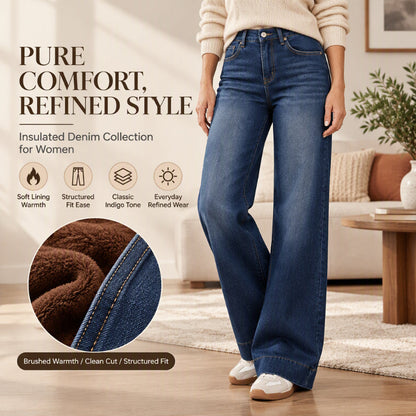 ⏰ Seasonal changeover sale: 50% off – quality at half the price! ✨Women's High Waist Thermal Wide-Leg Jeans