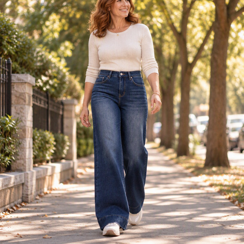 ⏰ Seasonal changeover sale: 50% off – quality at half the price! ✨Women's High Waist Thermal Wide-Leg Jeans