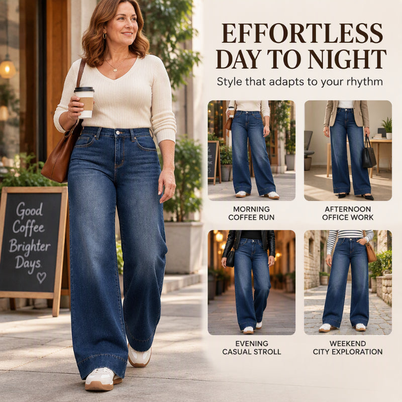 ⏰ Seasonal changeover sale: 50% off – quality at half the price! ✨Women's High Waist Thermal Wide-Leg Jeans