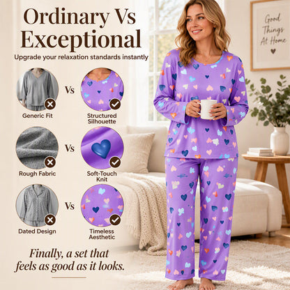 🎉The Lowest Price But The Best Quality!🔥Women's Heart Print Long Sleeve Pajama Set