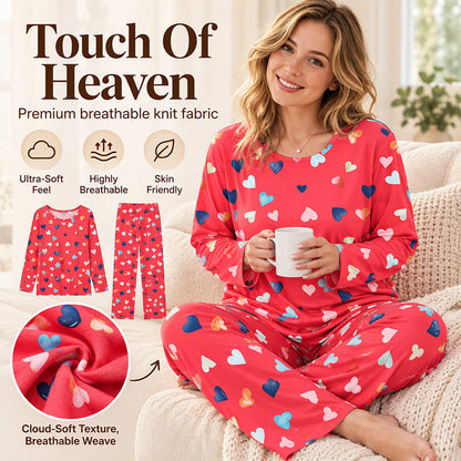🎉The Lowest Price But The Best Quality!🔥Women's Heart Print Long Sleeve Pajama Set