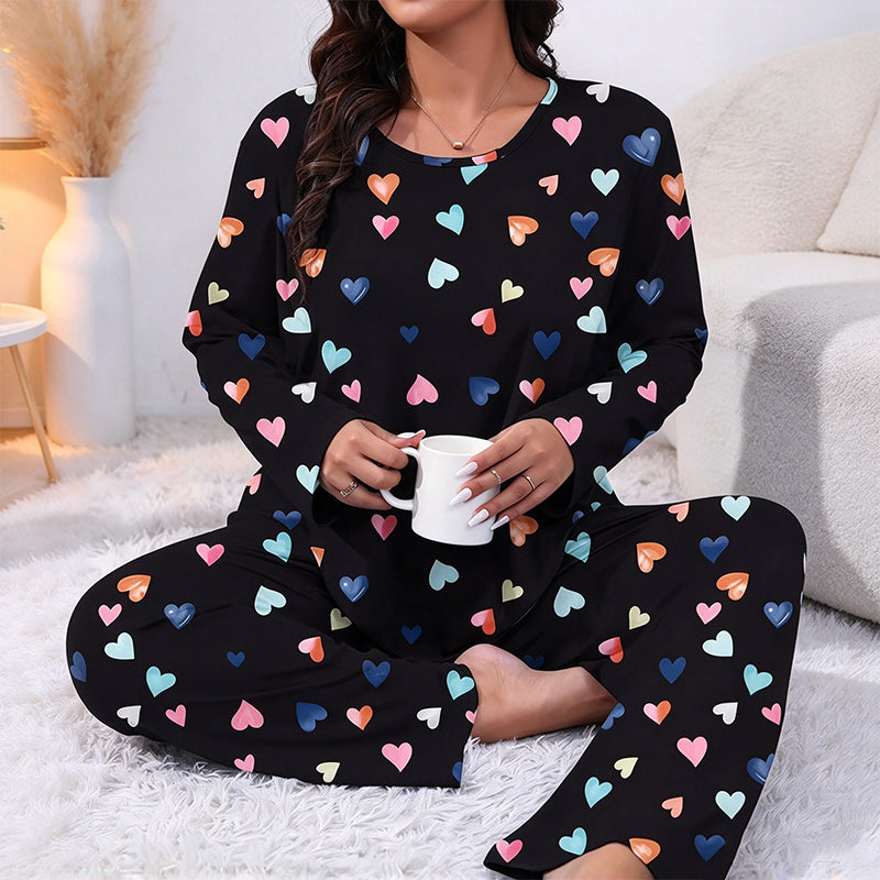 🎉The Lowest Price But The Best Quality!🔥Women's Heart Print Long Sleeve Pajama Set
