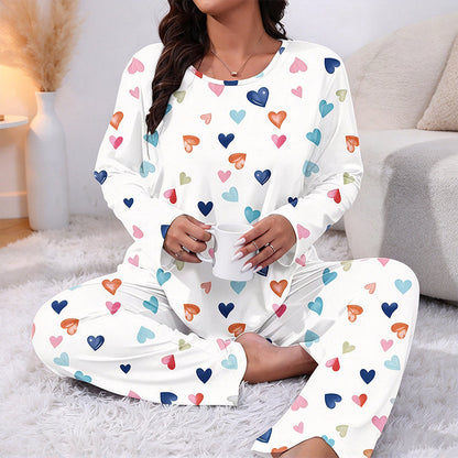 🎉The Lowest Price But The Best Quality!🔥Women's Heart Print Long Sleeve Pajama Set