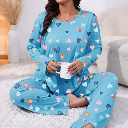 🎉The Lowest Price But The Best Quality!🔥Women's Heart Print Long Sleeve Pajama Set