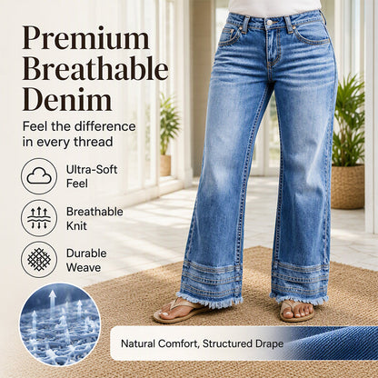 ⏰ Last Day of the Sale – 50% OFF ✨Women's Vintage Wide-Leg Jeans with Raw Hem