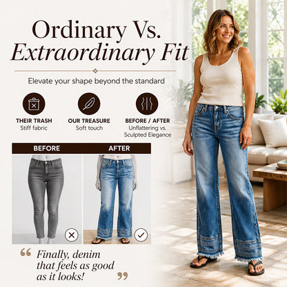 ⏰ Last Day of the Sale – 50% OFF ✨Women's Vintage Wide-Leg Jeans with Raw Hem