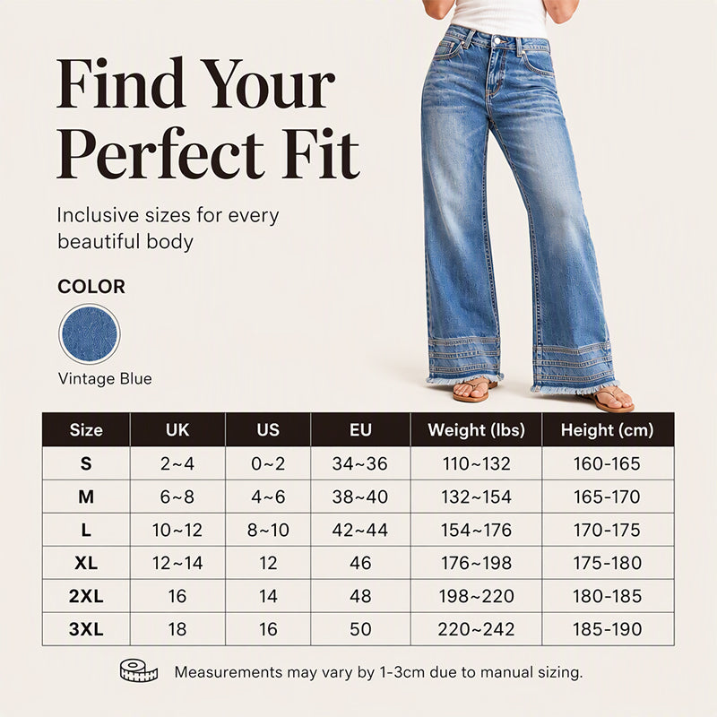 ⏰ Last Day of the Sale – 50% OFF ✨Women's Vintage Wide-Leg Jeans with Raw Hem