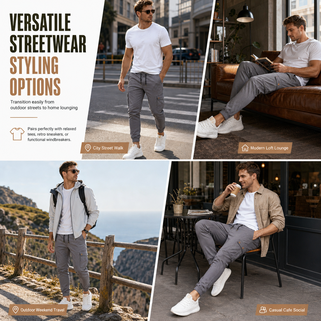 ⏰ Seasonal changeover sale: 50% off – quality at half the price! ✨Men's Casual Solid Color Cargo Jogger Pants
