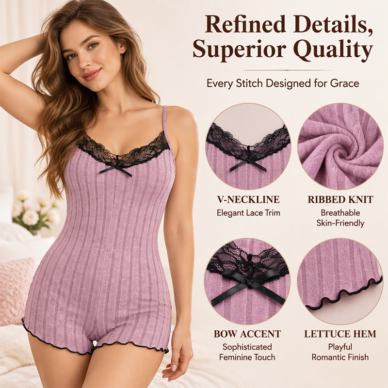 ⏰ Last Day of the Sale – 50% OFF ✨Women's Butterfly Back Lace Romper Pajamas