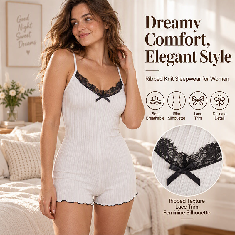 ⏰ Last Day of the Sale – 50% OFF ✨Women's Butterfly Back Lace Romper Pajamas