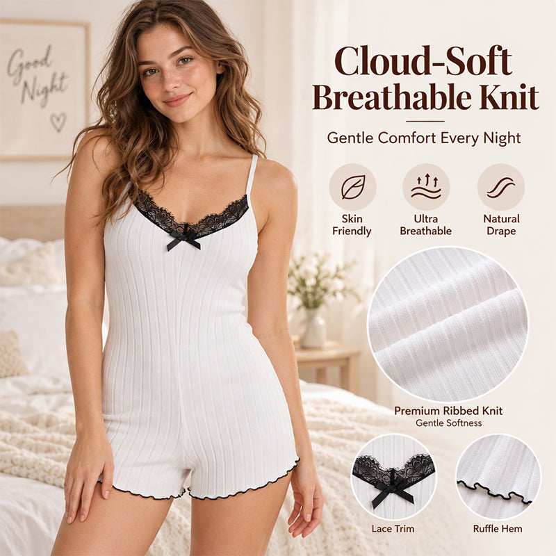 ⏰ Last Day of the Sale – 50% OFF ✨Women's Butterfly Back Lace Romper Pajamas