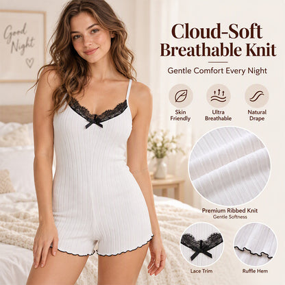 ⏰ Last Day of the Sale – 50% OFF ✨Women's Butterfly Back Lace Romper Pajamas