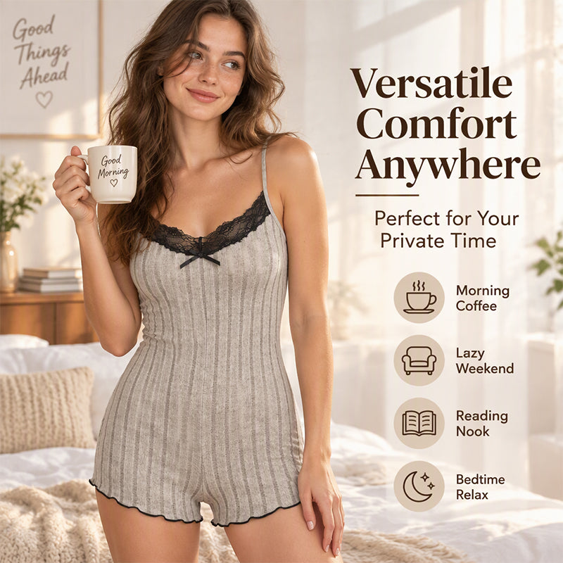 ⏰ Last Day of the Sale – 50% OFF ✨Women's Butterfly Back Lace Romper Pajamas