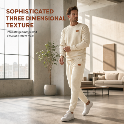 ⏰ Seasonal changeover sale: 50% off – quality at half the price! ✨Men's Casual Knitwear Set Autumn Winter Crew Neck Jacquard Knit Sweater Suit