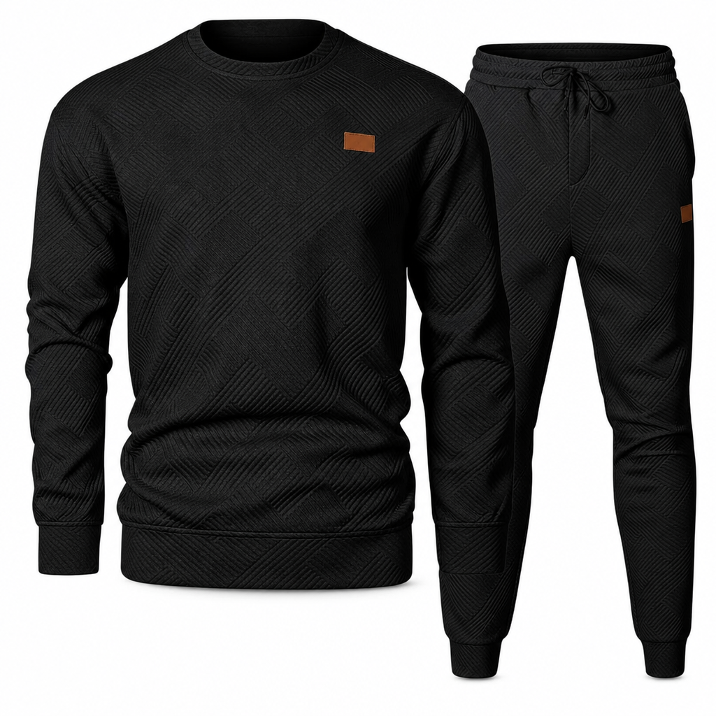 ⏰ Seasonal changeover sale: 50% off – quality at half the price! ✨Men's Casual Knitwear Set Autumn Winter Crew Neck Jacquard Knit Sweater Suit
