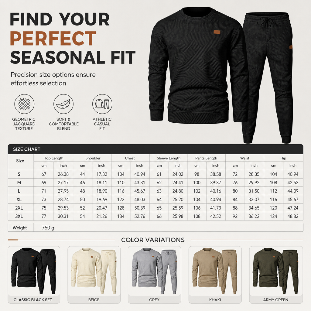 ⏰ Seasonal changeover sale: 50% off – quality at half the price! ✨Men's Casual Knitwear Set Autumn Winter Crew Neck Jacquard Knit Sweater Suit