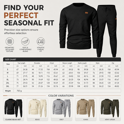 ⏰ Seasonal changeover sale: 50% off – quality at half the price! ✨Men's Casual Knitwear Set Autumn Winter Crew Neck Jacquard Knit Sweater Suit