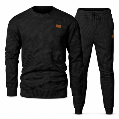 ⏰ Seasonal changeover sale: 50% off – quality at half the price! ✨Men's Casual Knitwear Set Autumn Winter Crew Neck Jacquard Knit Sweater Suit