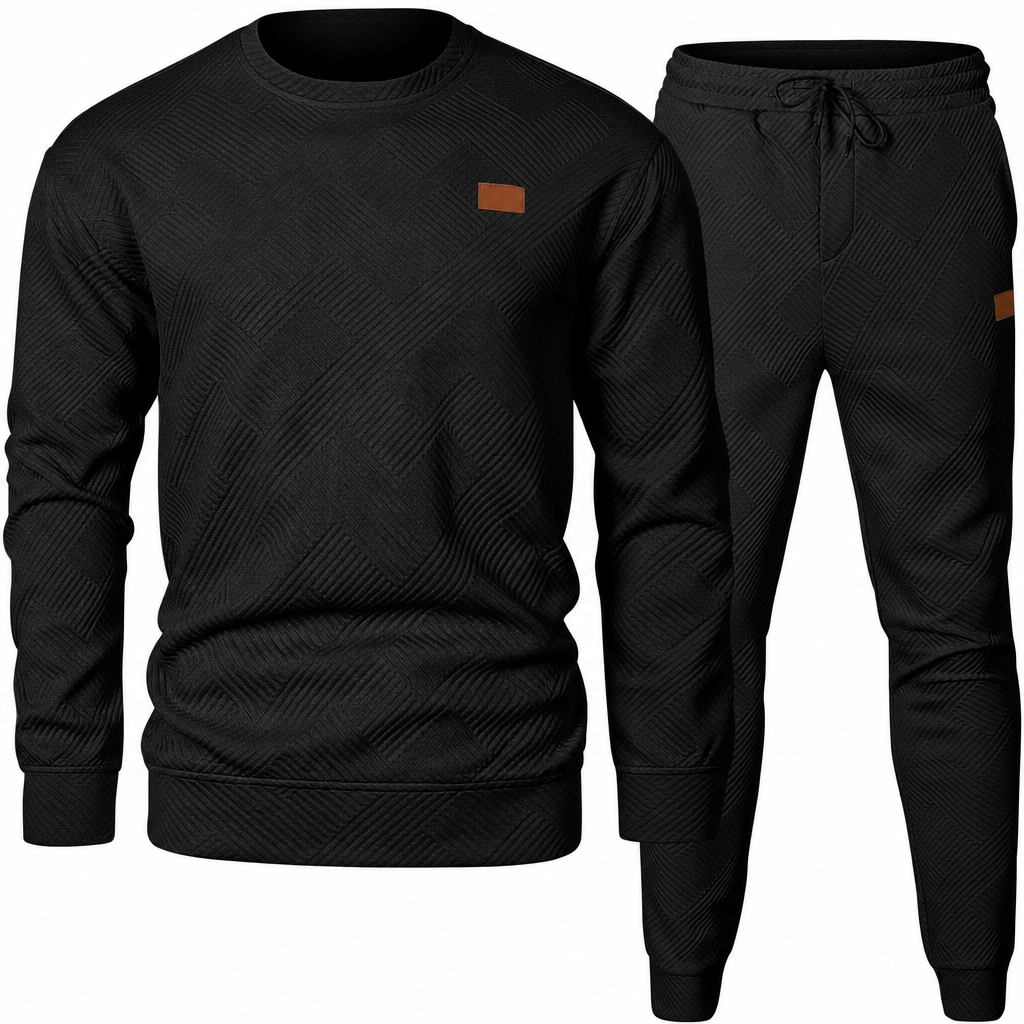 ⏰ Seasonal changeover sale: 50% off – quality at half the price! ✨Men's Casual Knitwear Set Autumn Winter Crew Neck Jacquard Knit Sweater Suit